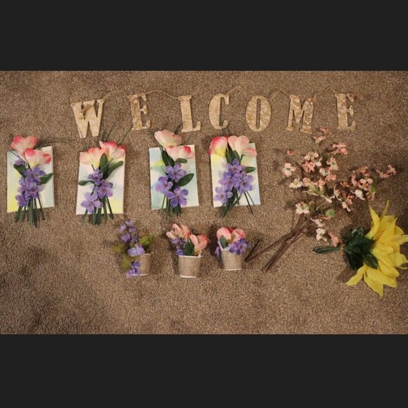 11-piece spring decor set, pastel colorful happy springtime decorations - Picture 1 of 3